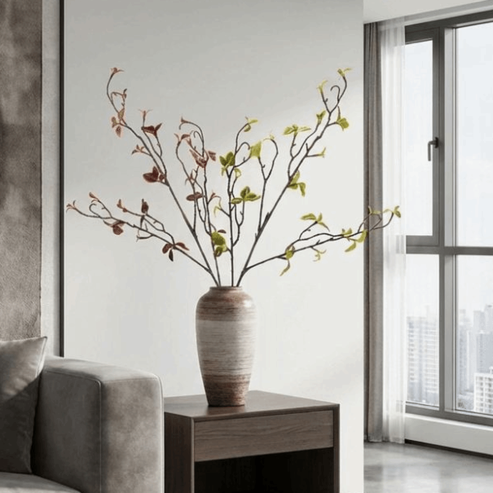 Branch Curly Willow - リアルな質感の人工柳の枝、枯れ木風の花瓶用装飾、プラスチック製の木の枝、曲線的な小枝、緑色の植物、偽の枯れ枝。