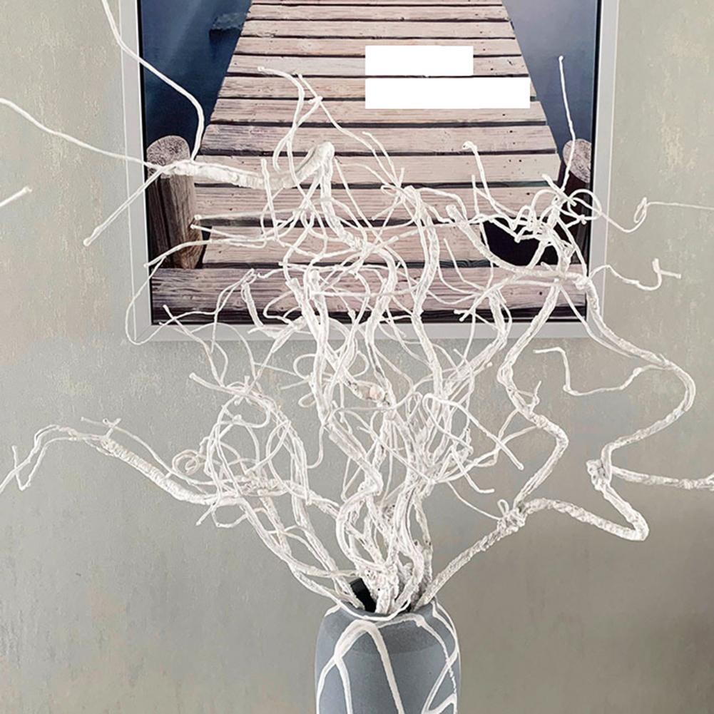 Branch Curly Willow - 人工枝の装飾品。水やり不要。造花。人工の白いカーリーウィローの枝。花瓶用の人工白樺の茎。結婚式用。