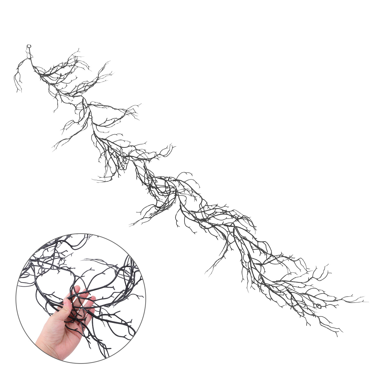 黒い装飾用の蔓、カーリーウィローブランチ、プラスチック製のハ - Branch Curly Willow のレビューと価格