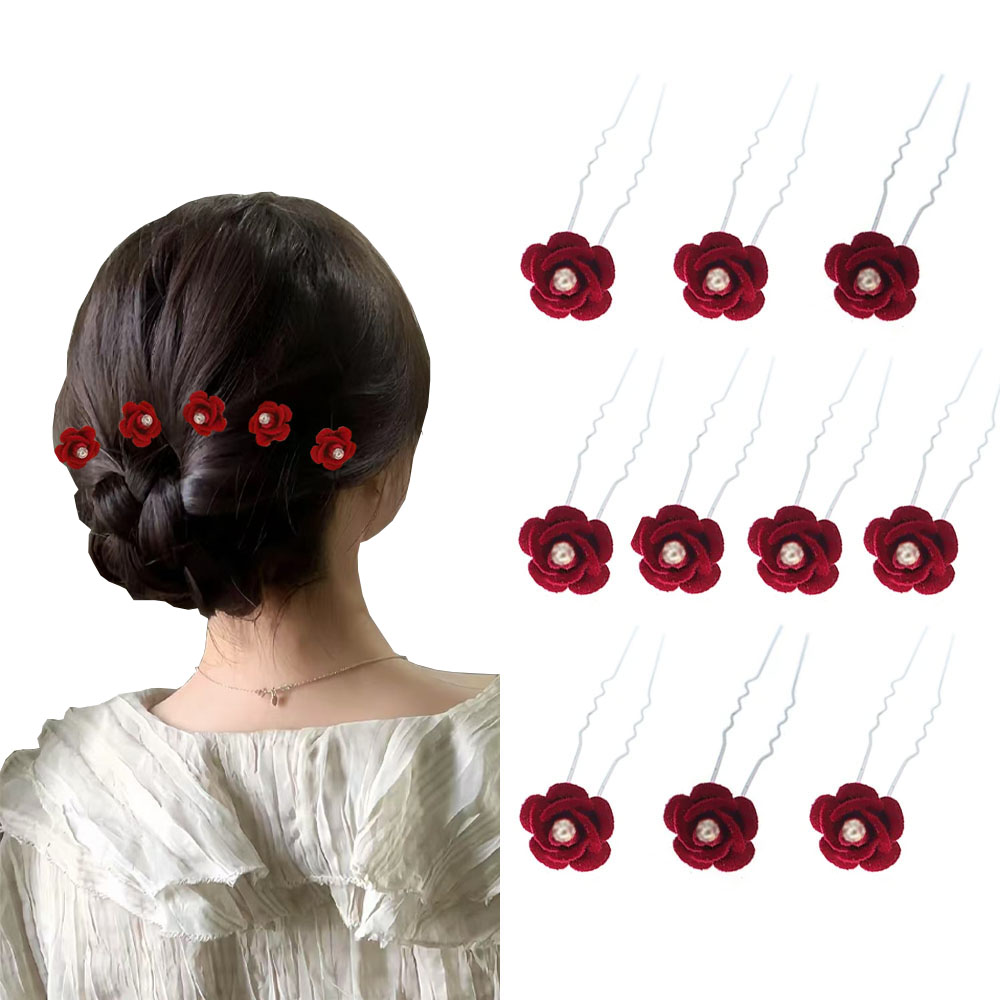 10 個ローズヘアアクセサリー結婚式の花嫁のヘアピン花のヘア - Florist Supplies のレビューと価格