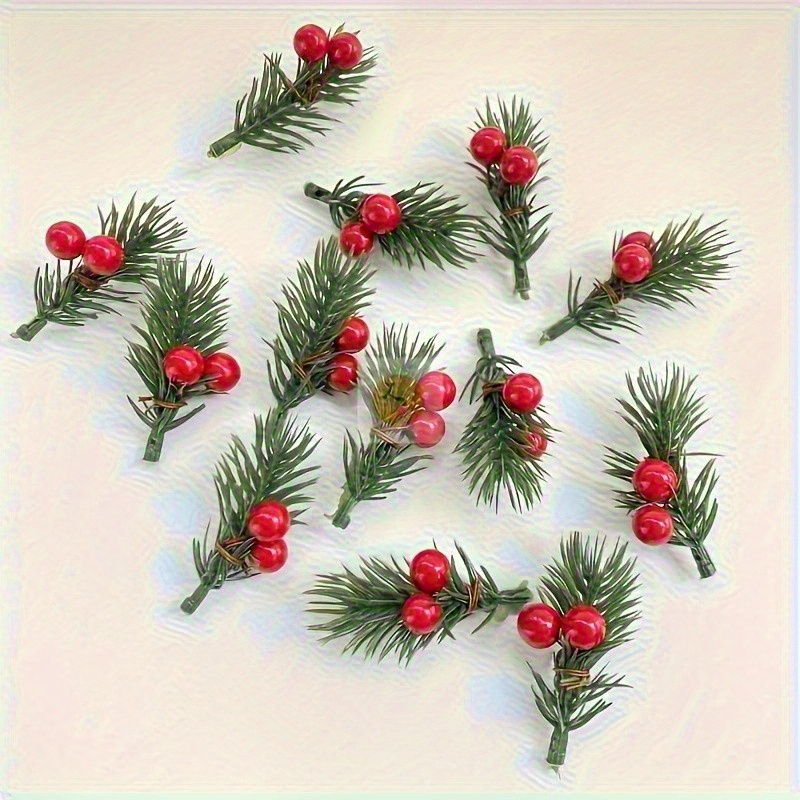 リアルな赤いベリーが付いた人工クリスマスパインブランチ20本 - Florist Supplies のレビューと価格