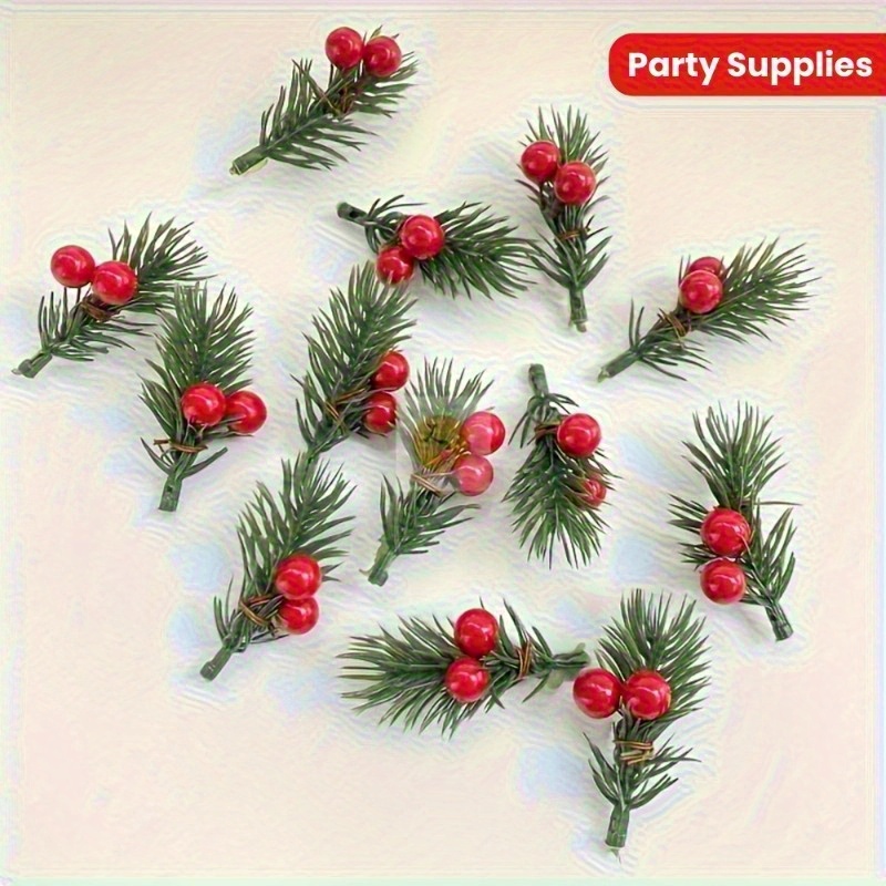 リアルな赤いベリーが付いた人工クリスマスパインブランチ20本 - Florist Supplies のレビューと価格