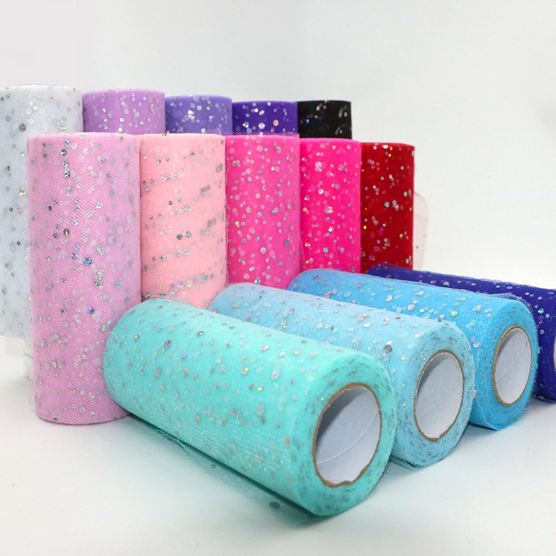 グリッタースパンコールチュールロール 10 ヤード 15 セ - Ribbon Organza Roll のレビューと価格